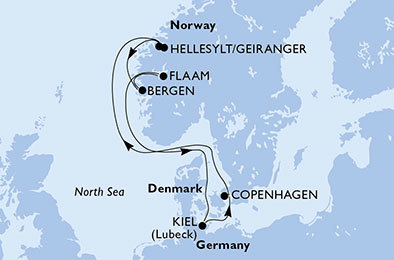 Německo, Dánsko, Norsko z Kielu na lodi MSC Preziosa