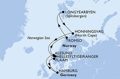 Německo, Norsko z Hamburku na lodi MSC Meraviglia