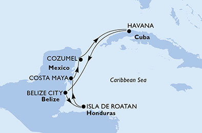 Kuba, Belize, Honduras, Mexiko z Havany na lodi MSC Opera