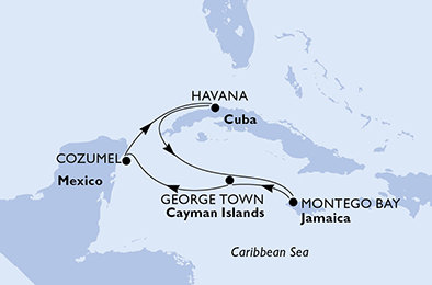 Mexiko, Kuba, Jamajka, Kajmanské ostrovy z Havany na lodi MSC Armonia