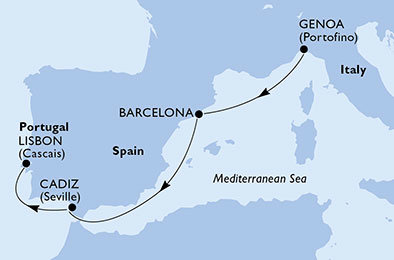Itálie, Španělsko, Portugalsko z Janova na lodi MSC Seaview