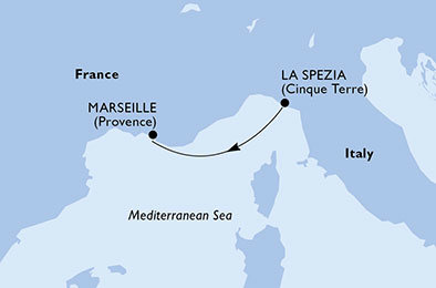 Itálie, Francie z La Spezia na lodi MSC Splendida