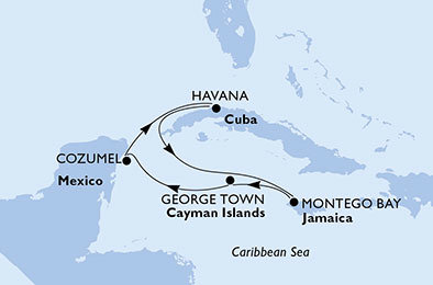 Mexiko, Kuba, Jamajka, Kajmanské ostrovy z Cozumelu na lodi MSC Armonia