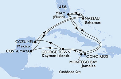 USA, Jamajka, Mexiko, Bahamy z Miami na lodi MSC Divina