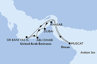 Spojené Arabské Emiráty, Omán z Dubaje na lodi MSC Splendida