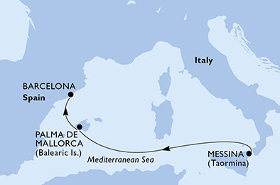 Itálie, Španělsko z Messiny na lodi MSC Seaside
