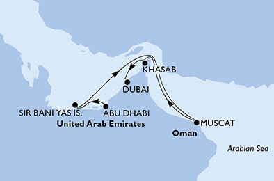 Spojené Arabské Emiráty, Omán z Abu Dhabi na lodi MSC Splendida