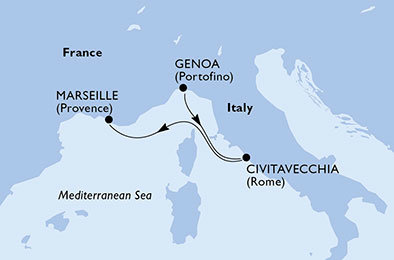 Itálie, Francie z Janova na lodi MSC Divina