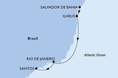 Brazílie ze Salvadoru na lodi MSC Poesia