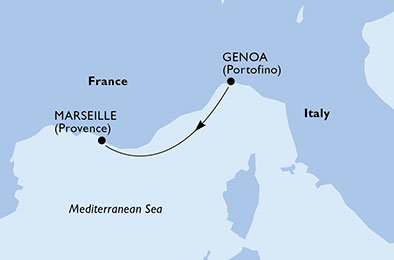 Francie, Itálie z Janova na lodi MSC Opera