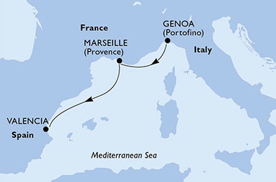 Itálie, Francie, Španělsko z Janova na lodi MSC Opera