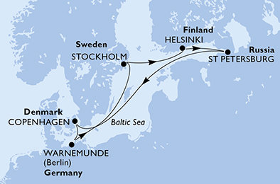 Dánsko, Německo, Švédsko, Finsko, Rusko z Kodaně na lodi MSC Poesia