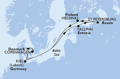 Německo, Dánsko, Estonsko, Rusko, Finsko z Kielu na lodi MSC Meraviglia