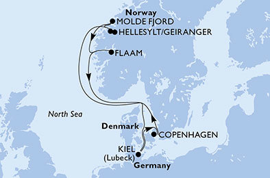Dánsko, Norsko, Německo z Kodaně na lodi MSC Meraviglia