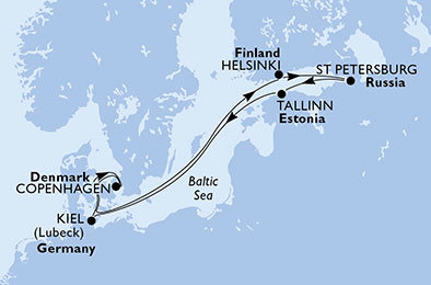 Dánsko, Finsko, Rusko, Estonsko, Německo z Kodaňe na lodi MSC Meraviglia