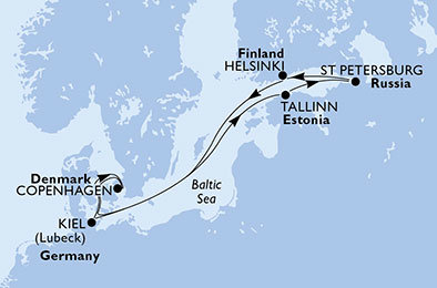 Estonsko, Rusko, Finsko, Německo, Dánsko z Tallinnu na lodi MSC Meraviglia