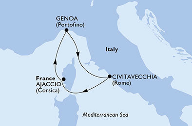 Itálie, Francie z Janova na lodi MSC Meraviglia