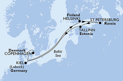 Dánsko, Finsko, Rusko, Estonsko, Německo z Kodaně na lodi MSC Meraviglia
