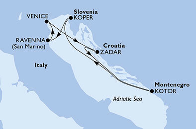 Itálie, Chorvatsko, Černá Hora, Slovinsko z Benátek na lodi MSC Lirica