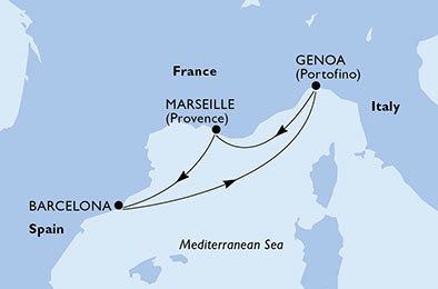 Itálie, Francie, Španělsko z Janova na lodi MSC Sinfonia