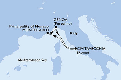Itálie, Monako z Janova na lodi MSC Sinfonia