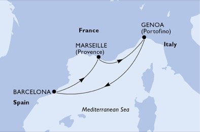 Itálie, Španělsko, Francie z Janova na lodi MSC Bellissima