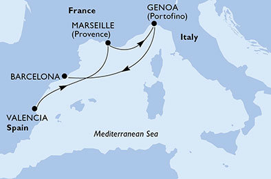 Španělsko, Francie, Itálie z Valencie na lodi MSC Divina