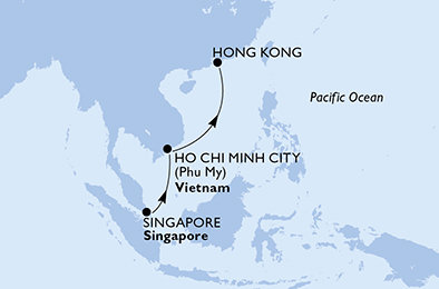 Singapur, Vietnam, Čína na lodi MSC Splendida