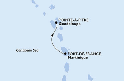 Martinik, Guadeloupe z Fort de France, Martinik na lodi MSC Preziosa
