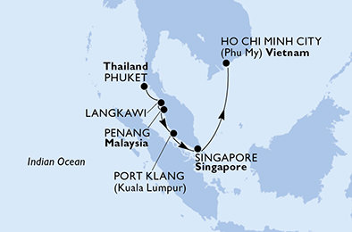 Thajsko, Malajsie, Singapur, Vietnam na lodi MSC Splendida