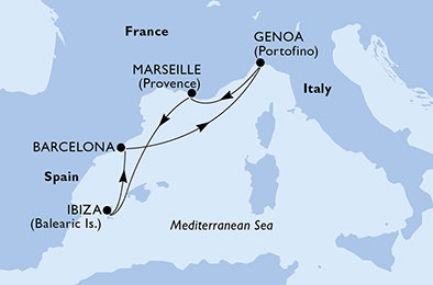 Francie, Španělsko, Itálie z Marseille na lodi MSC Orchestra