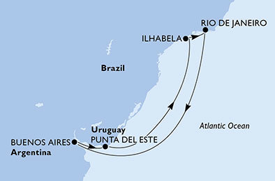 Brazílie, Argentina, Uruguay z Rio de Janeira na lodi MSC Fantasia