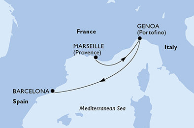 Francie, Itálie, Španělsko z Marseille na lodi MSC Musica