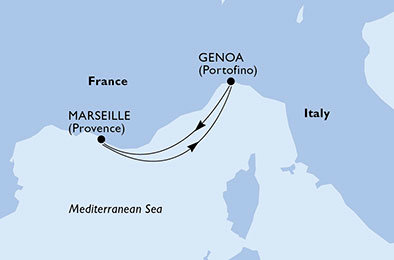 Francie, Itálie z Marseille na lodi MSC Preziosa