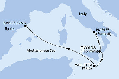 Itálie, Malta, Španělsko z Neapole na lodi MSC Seaview