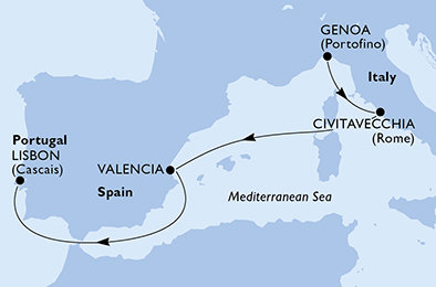 Itálie, Španělsko, Portugalsko z Janova na lodi MSC Divina