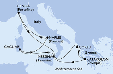 Itálie, Řecko z Janova na lodi MSC Fantasia
