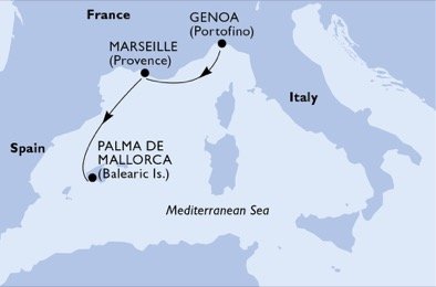 Itálie, Francie, Španělsko z Janova na lodi MSC Fantasia