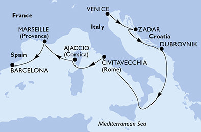Itálie, Chorvatsko, Francie, Španělsko z Benátek na lodi MSC Opera