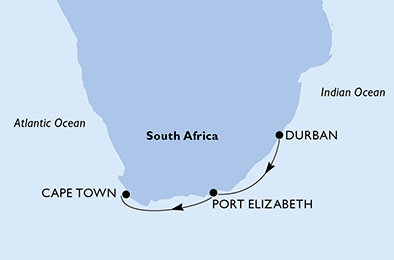 Jihoafrická republika z Durbanu na lodi MSC Orchestra