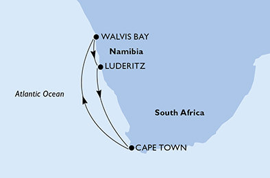 Jihoafrická republika, Namibie z Kapského Města na lodi MSC Orchestra