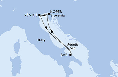 Itálie, Slovinsko z Benátek na lodi MSC Lirica