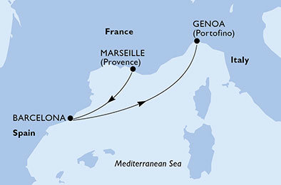 Francie, Španělsko, Itálie z Marseille na lodi MSC Divina