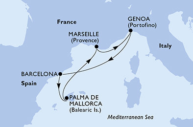 Itálie, Španělsko, Francie z Janova na lodi MSC Opera
