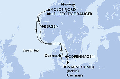 Německo, Norsko, Dánsko z Warnemünde na lodi MSC Poesia