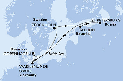 Dánsko, Německo, Švédsko, Estonsko, Rusko z Kodaně na lodi MSC Poesia