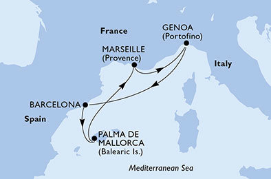 Itálie, Španělsko, Francie z Janova na lodi MSC Grandiosa