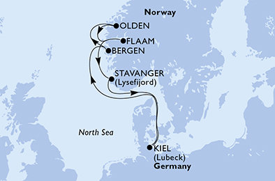 Německo, Norsko z Kielu na lodi MSC Splendida