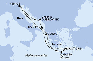 Itálie, Řecko, Chorvatsko z Bari na lodi MSC Magnifica