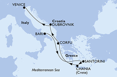 Itálie, Řecko, Chorvatsko z Bari na lodi MSC Magnifica